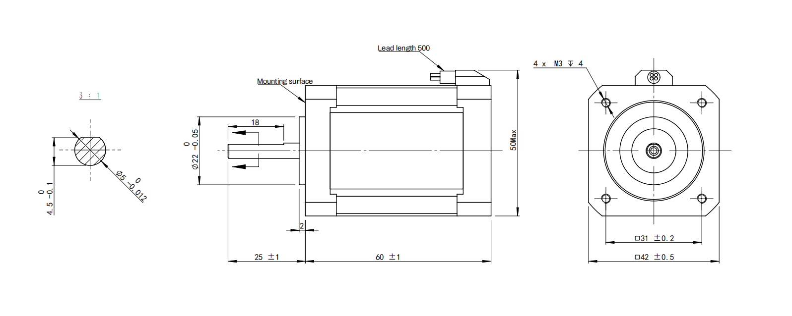 HK4260A Stepper Motor Dimensions