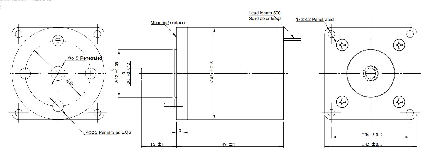 HV4249A Stepper Motor Dimensions