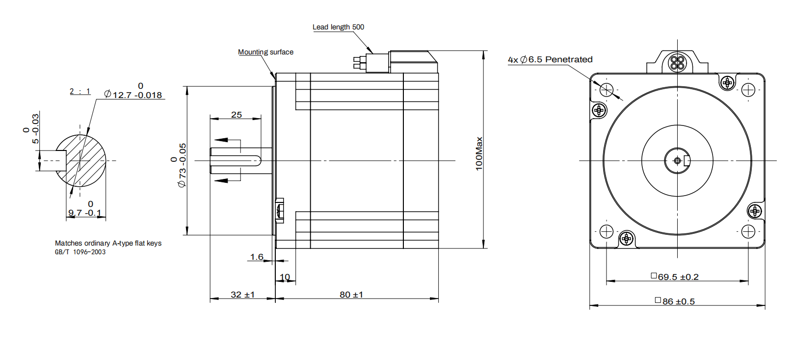 HK8680W Stepper Motor Dimensions