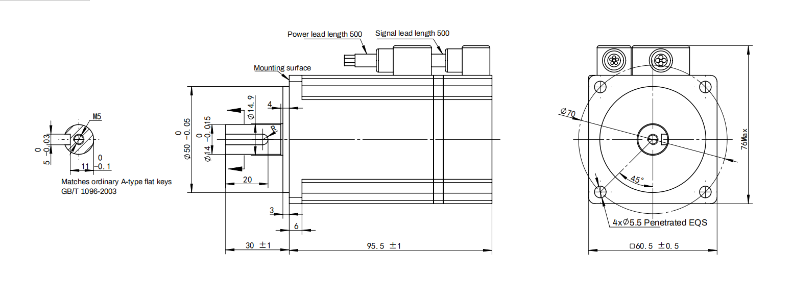 HSK0604E-2R00 Servo Motor Dimensions